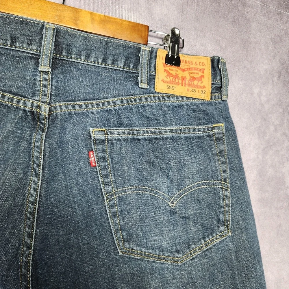 Levi's 559 Relaxed Straight Leg Jeans Mens 38x32‎ Blue Denim